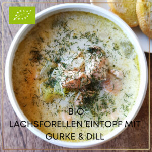 BIO Lachsforellen-Eintopf mit Gurke und Dill